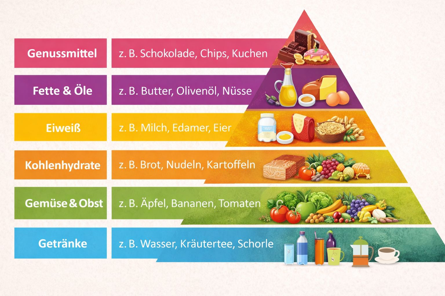 Lebensmittelpyramide Beispiele